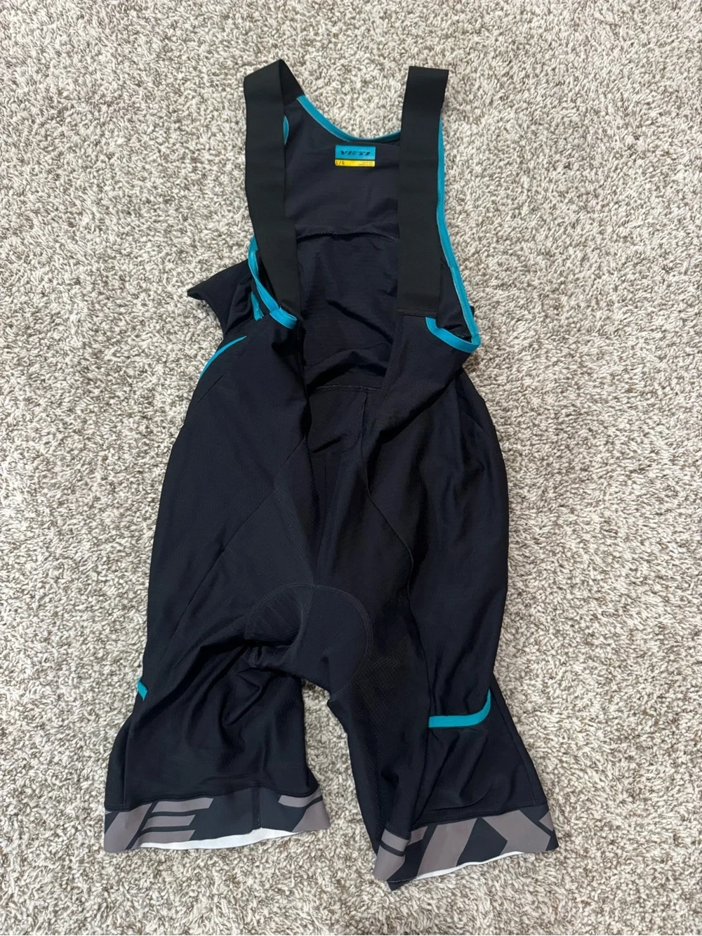 Yeti Black  Cycling Bib with Teal Trim